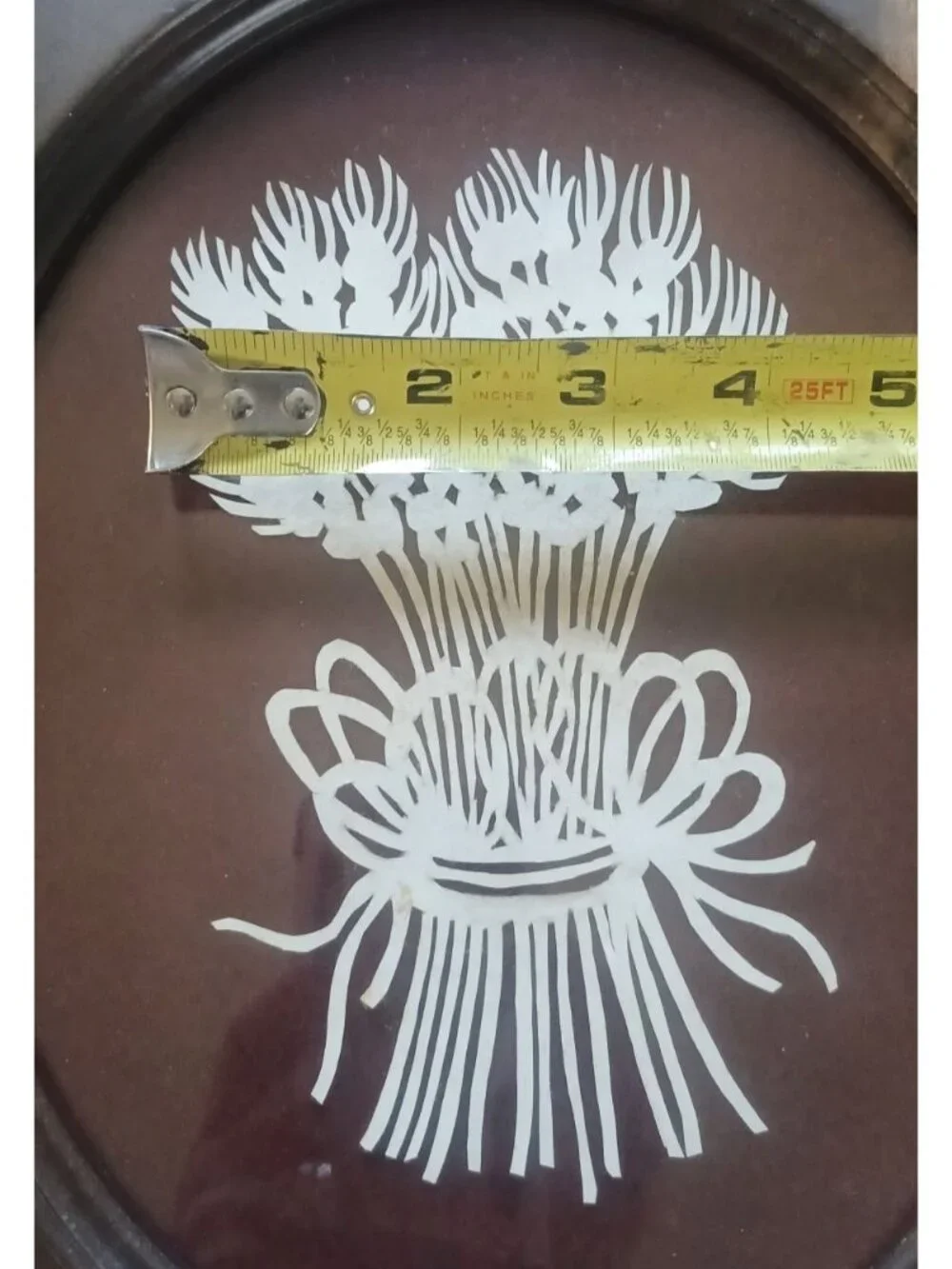 Vintage Wood Frame Folk Art Scherenschnitte Paper Scissor Cut Wheat Sheaf MCM‎